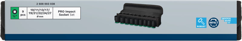 BOSCH PRO Impact Steckschlüsselsatz Set, 1/2", Standard, 9‑tlg.
