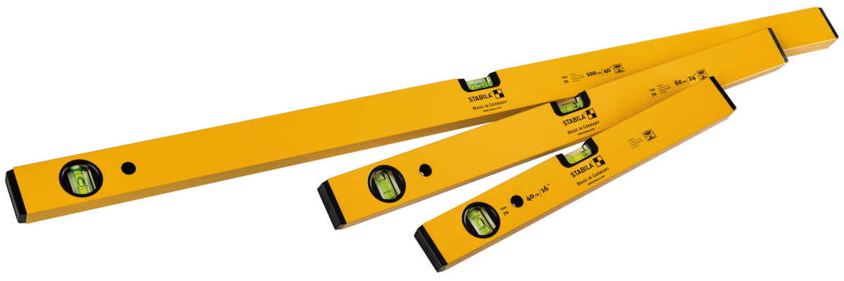 STABILA CLASSIC SET 70, 3-teiliges Wasserwaagen-Set: 100 cm, 60 cm, 40 cm, leichtes Alu-Profil, Made in Germany