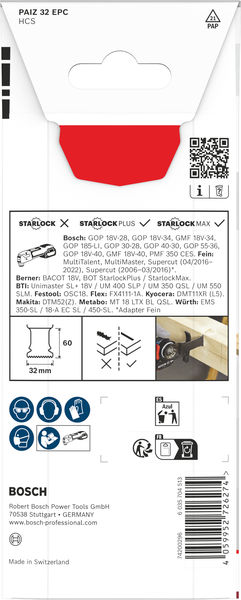BOSCH PAIZ 32 EPC Holz Tauchsägeblatt, Starlock, 32 x 60 mm