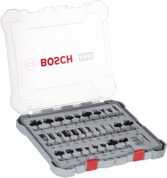 BOSCH PRO Fräsersatz gemischt, Schaft 1/4", 30-tlg BOSCH PRO Fräsersatz gemischt, Schaft 1/4", 30-tlg