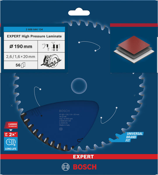 BOSCH EXPERT High Pressure Laminate Kreissägeblatt, 190x2,6/1,6x20 mm, Z56