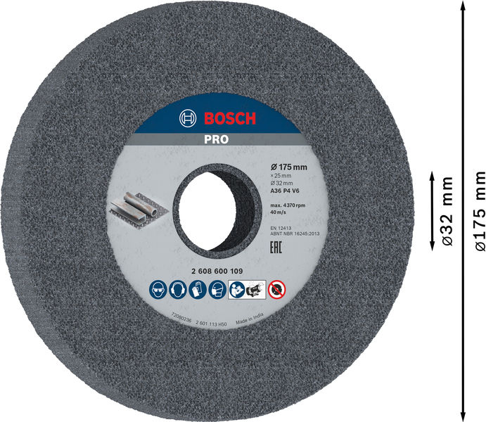 BOSCH PRO Metal Schleifscheibe, 175 x 25 x 32 mm, G36