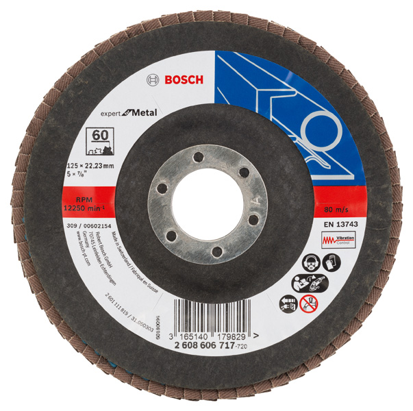 BOSCH Fächerschleifscheibe X551 Expert for Metal, gewinkelt, 125 mm, 60, Glasgewebe BOSCH Fächerschleifscheibe X551 Expert for Metal, gewinkelt, 125 mm, 60, Glasgewebe