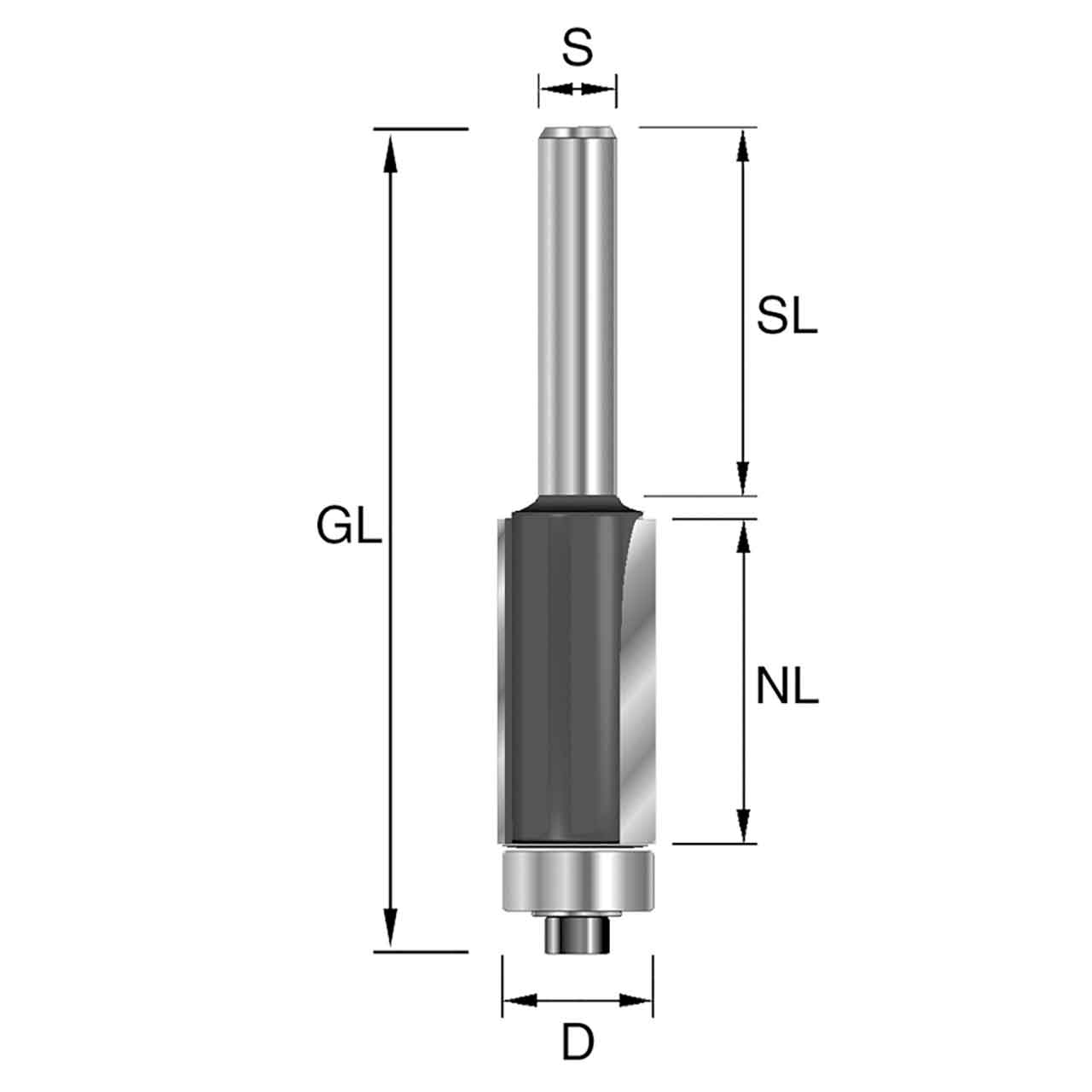 BRÜCK HW-Bündigfräser Typ 280 Z2 D=19,05mm,NL=19mm,GL=62mm,S=8x32mm BRÜCK HW-Bündigfräser Typ 280 Z2 D=19,05mm,NL=19mm,GL=62mm,S=8x32mm