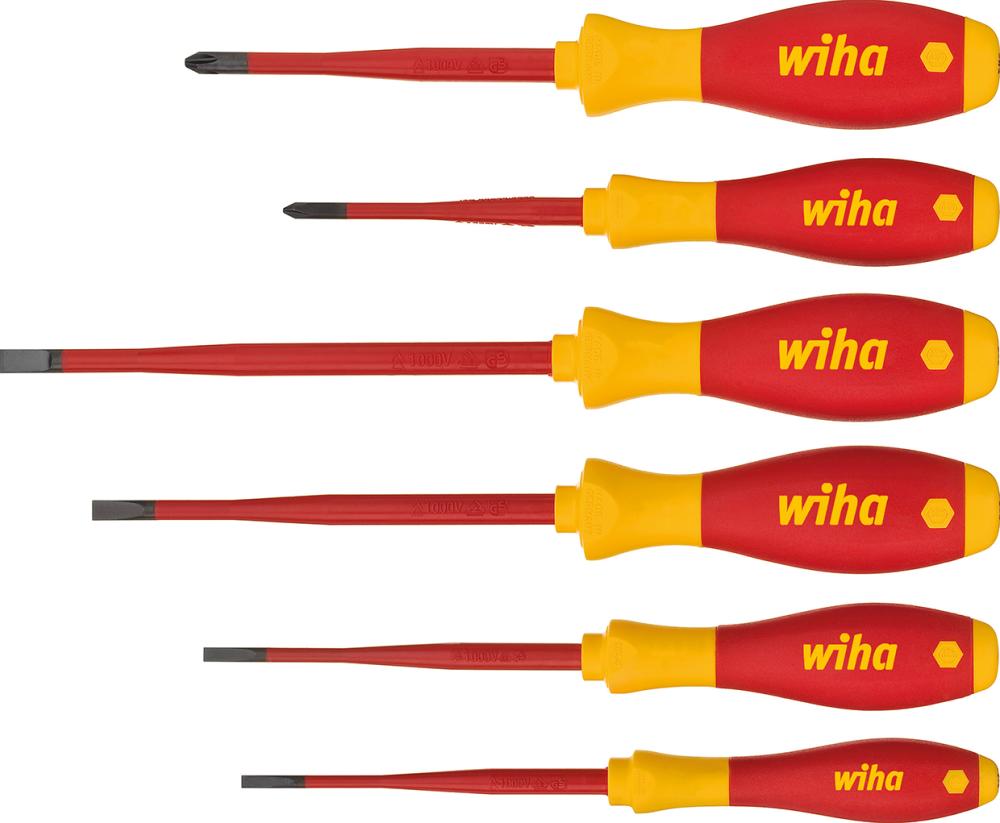 WIHA Schraubendreher Set SoftFinish® electric slimFix Schlitz, Phillips 6-tlg. WIHA Schraubendreher Set SoftFinish® electric slimFix Schlitz, Phillips 6-tlg.