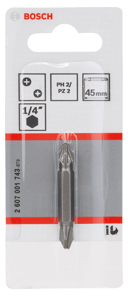 BOSCH Doppelklingenbit, PH2, PZ2, 45 mm BOSCH Doppelklingenbit, PH2, PZ2, 45 mm