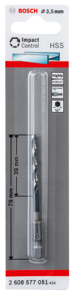BOSCH HSS Spiralbohrer mit Sechskantschaft 3,5 mm BOSCH HSS Spiralbohrer mit Sechskantschaft 3,5 mm