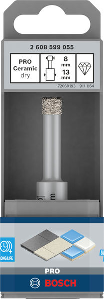 BOSCH PRO Ceramic dry Bohrer, 8 x 33 x 13 mm BOSCH PRO Ceramic dry Bohrer, 8 x 33 x 13 mm