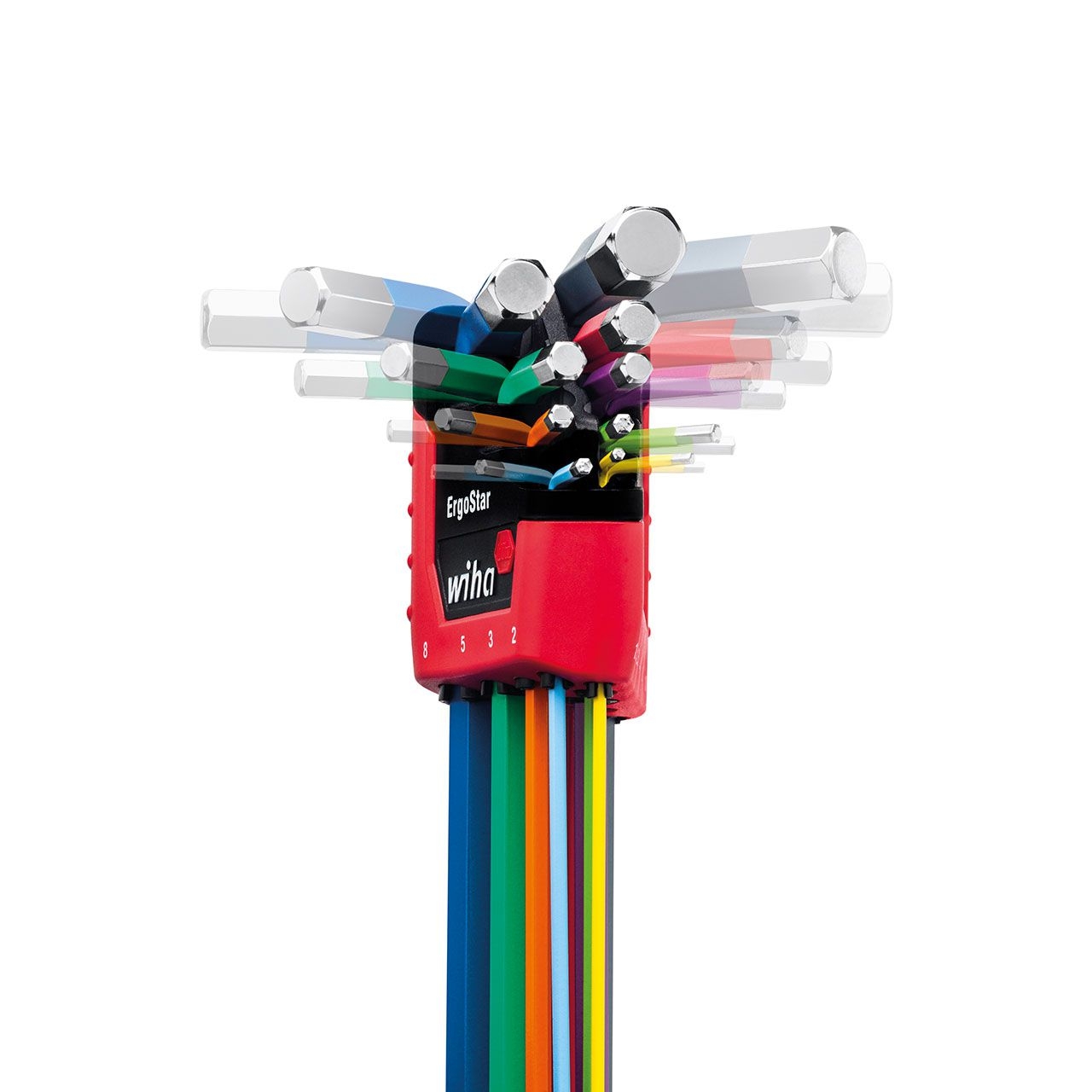 WIHA Stiftschlüssel Set im ErgoStar Halter Sechskant-Kugelkopf MagicRing® 10-tlg. farbig leuchtend