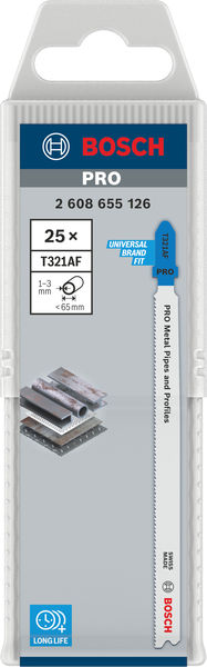 BOSCH PRO Metal Pipes and Profiles T321AF Stichsägeblatt, 132 mm, 25-tlg. BOSCH PRO Metal Pipes and Profiles T321AF Stichsägeblatt, 132 mm, 25-tlg.