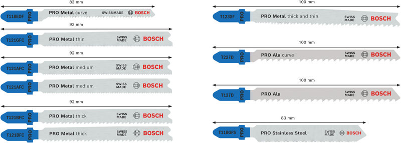 BOSCH PRO Metal and Alu Stichsägeblatt Set, 92 mm, 10-tlg. BOSCH PRO Metal and Alu Stichsägeblatt Set, 92 mm, 10-tlg.