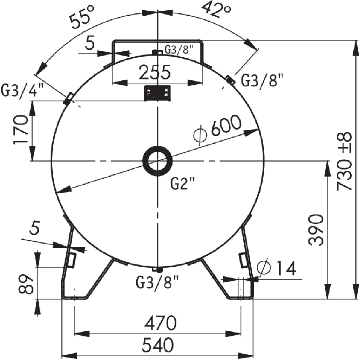 AIRCRAFT Druckluftbehälter ACDB 270/15 H verzinkt AIRCRAFT Druckluftbehälter ACDB 270/15 H verzinkt