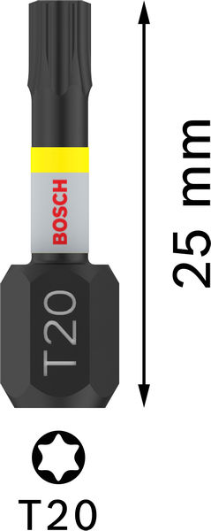 BOSCH PRO Torx Impact Bit, T20, 25 mm, 2-tlg.
