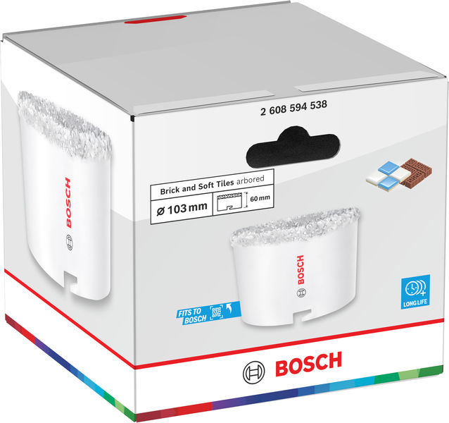 BOSCH Brick and Soft Tile Lochsäge mit Aufsteckhalter, 103 x 60 mm BOSCH Brick and Soft Tile Lochsäge mit Aufsteckhalter, 103 x 60 mm