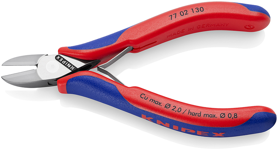 KNIPEX KNIPEX 77 02 130 Elektronik-Seitenschneider mit durchgestecktem Gelenk 130 mm mit Mehrkomponenten-Hüllen spiegelpoliert KNIPEX KNIPEX 77 02 130 Elektronik-Seitenschneider mit durchgestecktem Gelenk 130 mm mit Mehrkomponenten-Hüllen spiegelpoliert