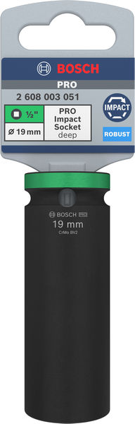 BOSCH PRO Impact Steckschlüsselsatz, 1/2", 19 mm, tief BOSCH PRO Impact Steckschlüsselsatz, 1/2", 19 mm, tief