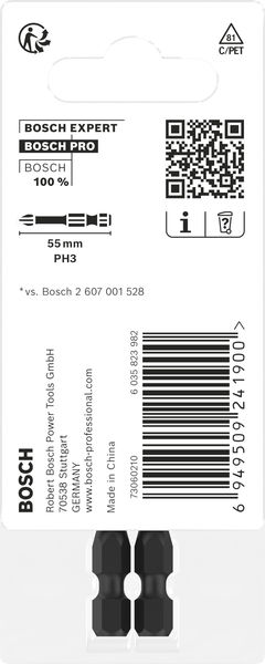 BOSCH PRO Phillips Impact Bit, PH3, 55 mm, 2-tlg. BOSCH PRO Phillips Impact Bit, PH3, 55 mm, 2-tlg.