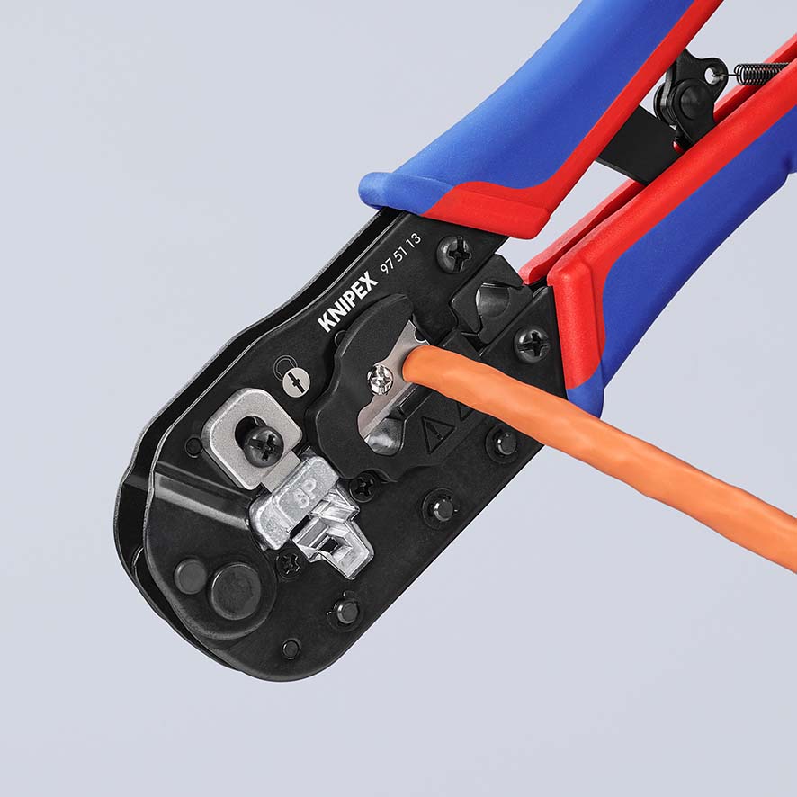 KNIPEX KNIPEX 97 51 13 Crimpzange für RJ45-Westernstecker 190 mm brüniert mit Mehrkomponenten-Hüllen KNIPEX KNIPEX 97 51 13 Crimpzange für RJ45-Westernstecker 190 mm brüniert mit Mehrkomponenten-Hüllen