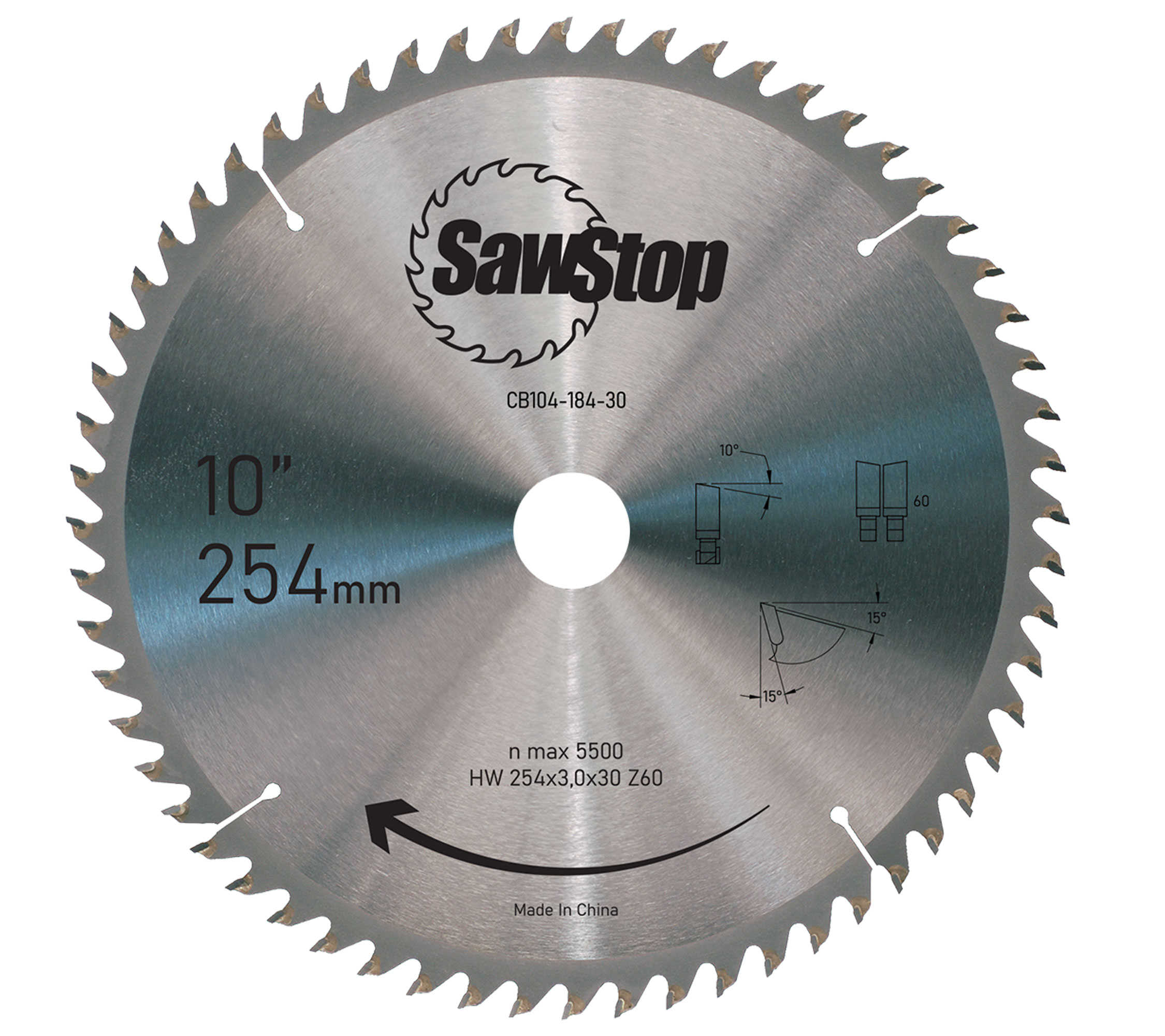 SAWSTOP STANDARD Sägeblatt 254x3,0/2,0x30, WZ60 SAWSTOP STANDARD Sägeblatt 254x3,0/2,0x30, WZ60