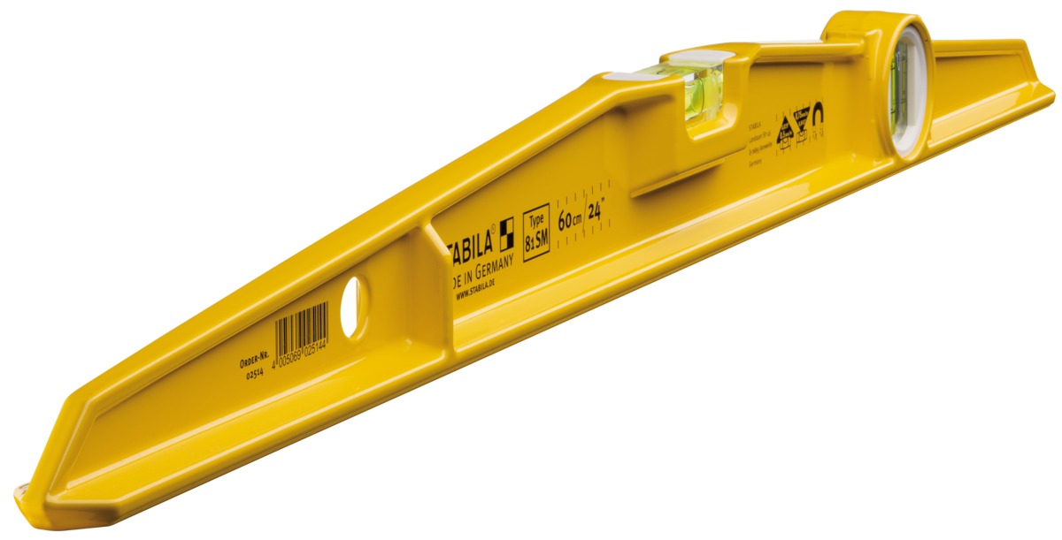 STABILA Magnet-Wasserwaage Type 81 SM , 60 cm, robustes Alu-Gussprofil, Ferrit-Magnetsystem, 1 Horizontal-Libelle, 1 Vertikal-Libelle, Made in Germany