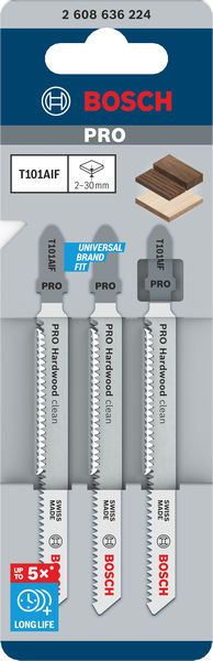 BOSCH PRO Hardwood clean T101AIF Stichsägeblatt, 100 mm, 3-tlg. BOSCH PRO Hardwood clean T101AIF Stichsägeblatt, 100 mm, 3-tlg.