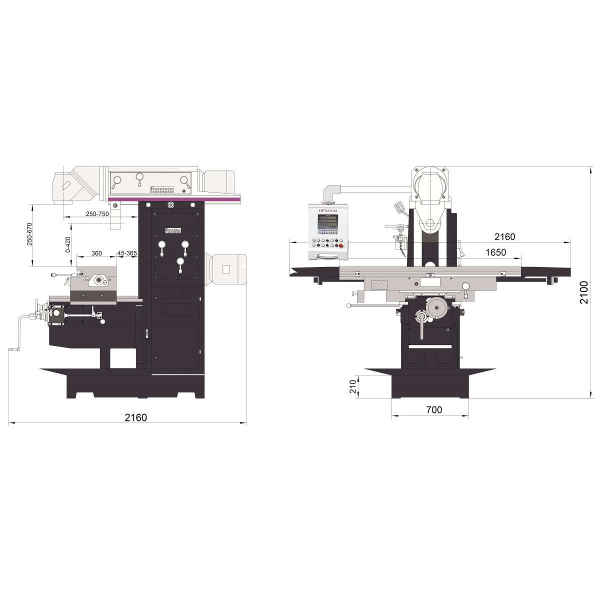 STÜRMER Universalfräsmaschine Optimum OPTImill MT 200 STÜRMER Universalfräsmaschine Optimum OPTImill MT 200