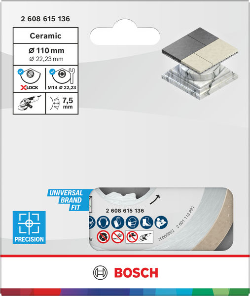 BOSCH Ceramic Trennscheibe, 110 x 7,5 mm, Bohrung X-Lock