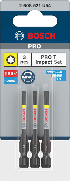 BOSCH PRO Torx Impact Bit Set, T10, T15, T20, 55 mm, 3-tlg. BOSCH PRO Torx Impact Bit Set, T10, T15, T20, 55 mm, 3-tlg.