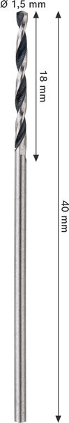 BOSCH Metal HSS Spiralbohrer, 1,5 x 18 x 40 mm, CYL-Schaft, 2-teilig BOSCH Metal HSS Spiralbohrer, 1,5 x 18 x 40 mm, CYL-Schaft, 2-teilig