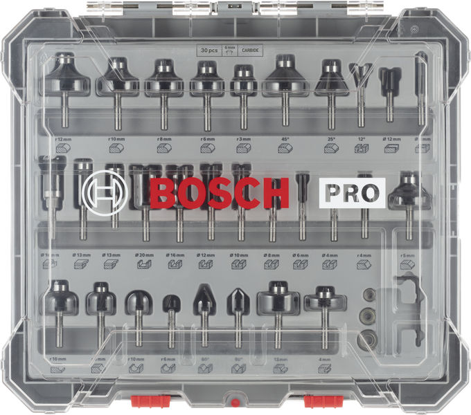 BOSCH 30 tlg Mixed Fräser Set 6mm Schaft
