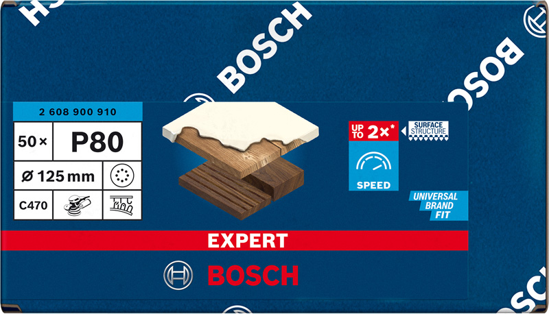 BOSCH EXPERT C470 Schleifscheibe, 125mm, K80, 8 Löcher, 50-tlg. BOSCH EXPERT C470 Schleifscheibe, 125mm, K80, 8 Löcher, 50-tlg.
