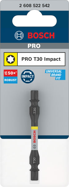 BOSCH PRO Impact Schrauberbit mit Doppelklingen und Pick and Click-Einsätzen, T30,65mm