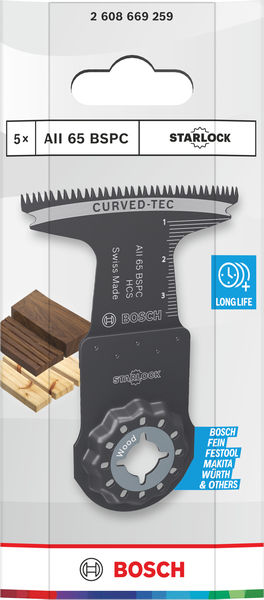 BOSCH AII 65 BSPC Holz Tauchsägeblatt, Starlock, 65 x 40 mm, 5-tlg.