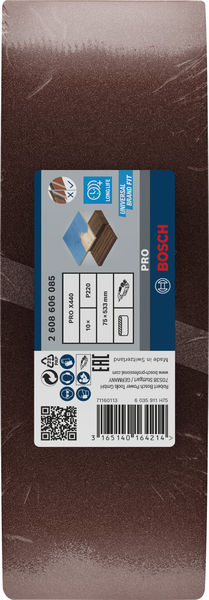 BOSCH PRO X440 Schleifband, 75 x 533 mm, 220, 10-tlg.