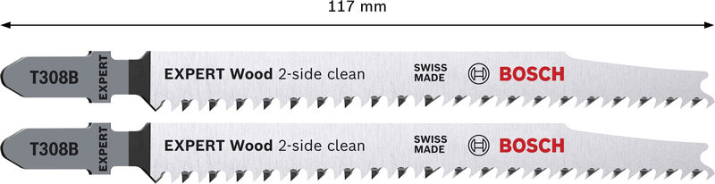 BOSCH EXPERT Wood 2-side clean T308B Stichsägeblatt, 2-tlg. BOSCH EXPERT Wood 2-side clean T308B Stichsägeblatt, 2-tlg.