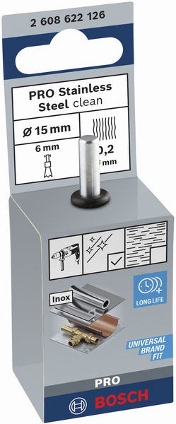 BOSCH PRO Stainless Steel clean Pinselbürste, gerader Schaft, 15 x 0,2 mm BOSCH PRO Stainless Steel clean Pinselbürste, gerader Schaft, 15 x 0,2 mm