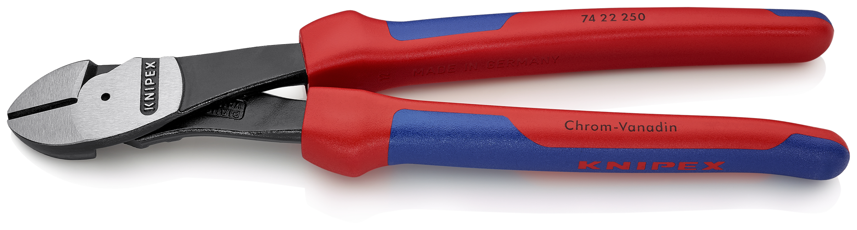 KNIPEX KNIPEX 74 22 250 Kraft-Seitenschneider 250 mm schwarz atramentiert mit Mehrkomponenten-Hüllen poliert