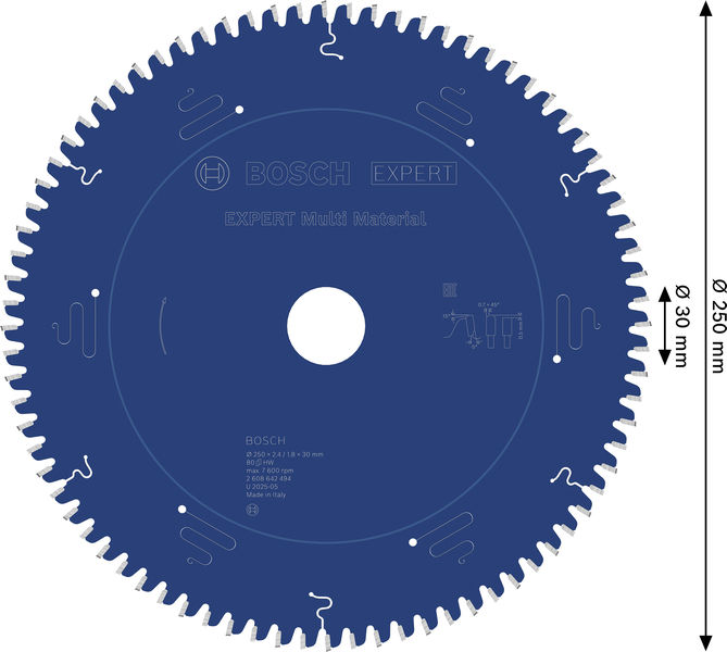 BOSCH EXPERT Multi Material Kreissägeblatt, 250x2,4/1,8x30 mm, Z80 BOSCH EXPERT Multi Material Kreissägeblatt, 250x2,4/1,8x30 mm, Z80