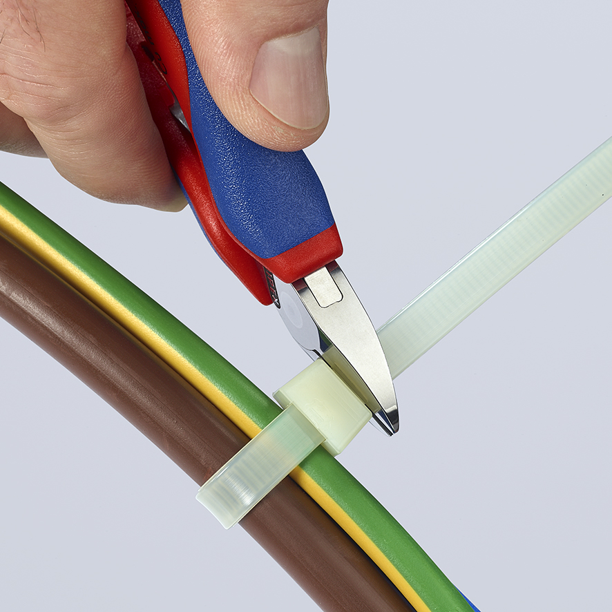 KNIPEX KNIPEX 77 82 130 Elektronik-Seitenschneider mit durchgestecktem Gelenk 130 mm mit Mehrkomponenten-Hüllen spiegelpoliert