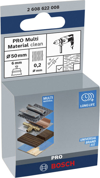 BOSCH PRO Multi Material clean Topfbürste, gerader Schaft, 50 x 0,2 mm BOSCH PRO Multi Material clean Topfbürste, gerader Schaft, 50 x 0,2 mm