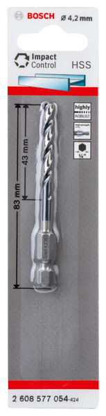 BOSCH HSS-Hex-Schaft Spiralbohrer 4,2 mm BOSCH HSS-Hex-Schaft Spiralbohrer 4,2 mm