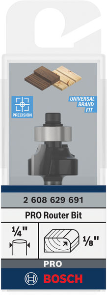 BOSCH PRO Abrundfräser, R 1/8", Schaft 1/4" BOSCH PRO Abrundfräser, R 1/8", Schaft 1/4"