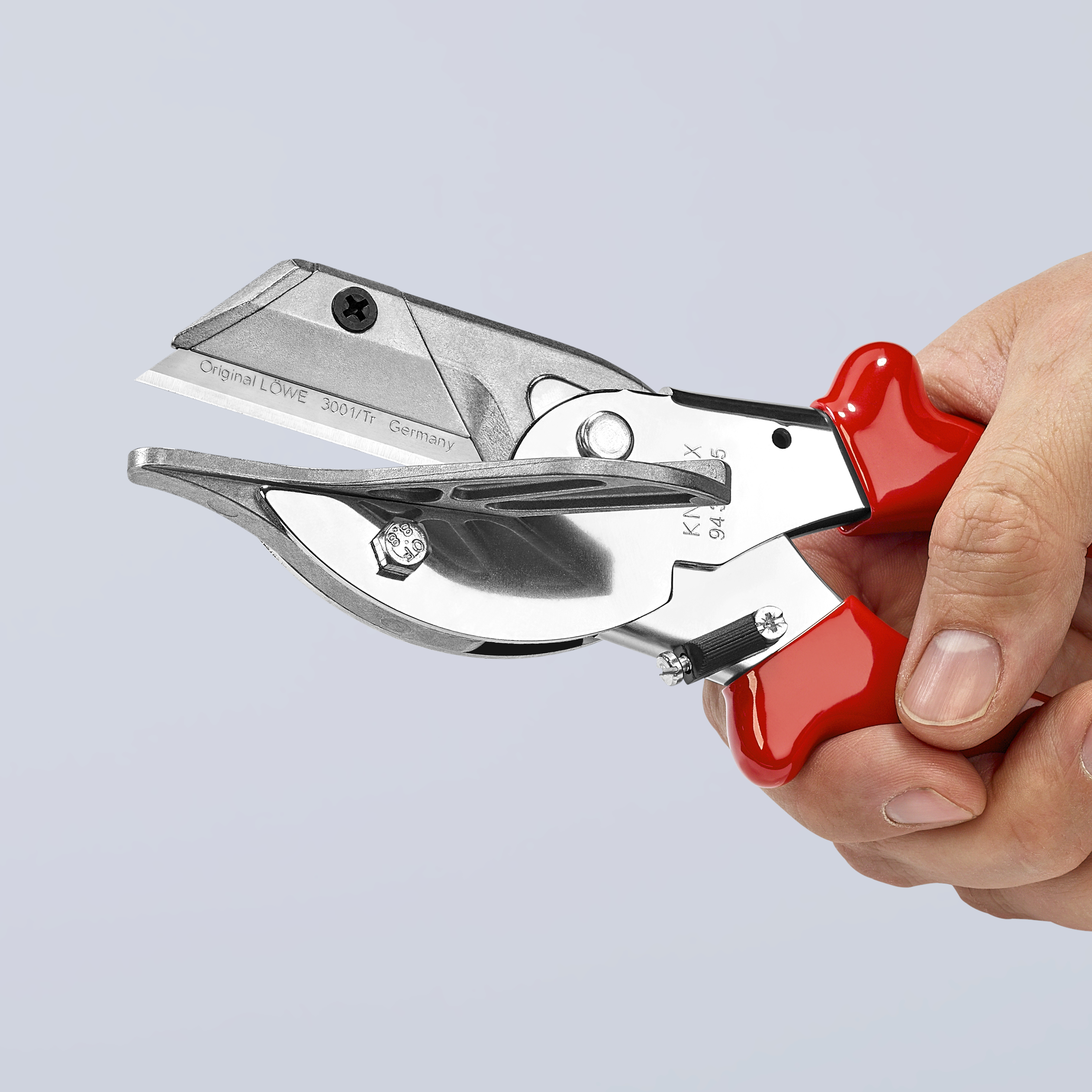 KNIPEX Gehrungsschere für Kunststoff- und Gummiprofile 215 mm verchromt mit Kunststoff-Hüllen