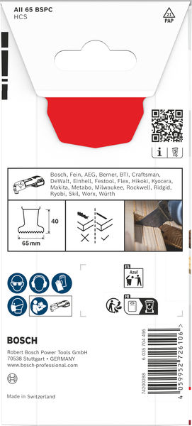 BOSCH AII 65 BSPC Holz Tauchsägeblatt, Starlock, 65 x 40 mm