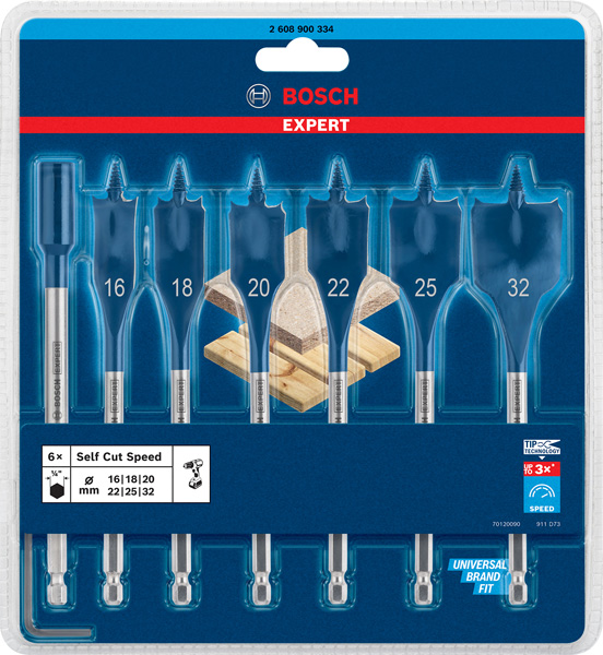 BOSCH EXPERT Self Cut Speed Flachfräsbohrer + Verlängerung Set, 16-32mm, 7-tlg. BOSCH EXPERT Self Cut Speed Flachfräsbohrer + Verlängerung Set, 16-32mm, 7-tlg.