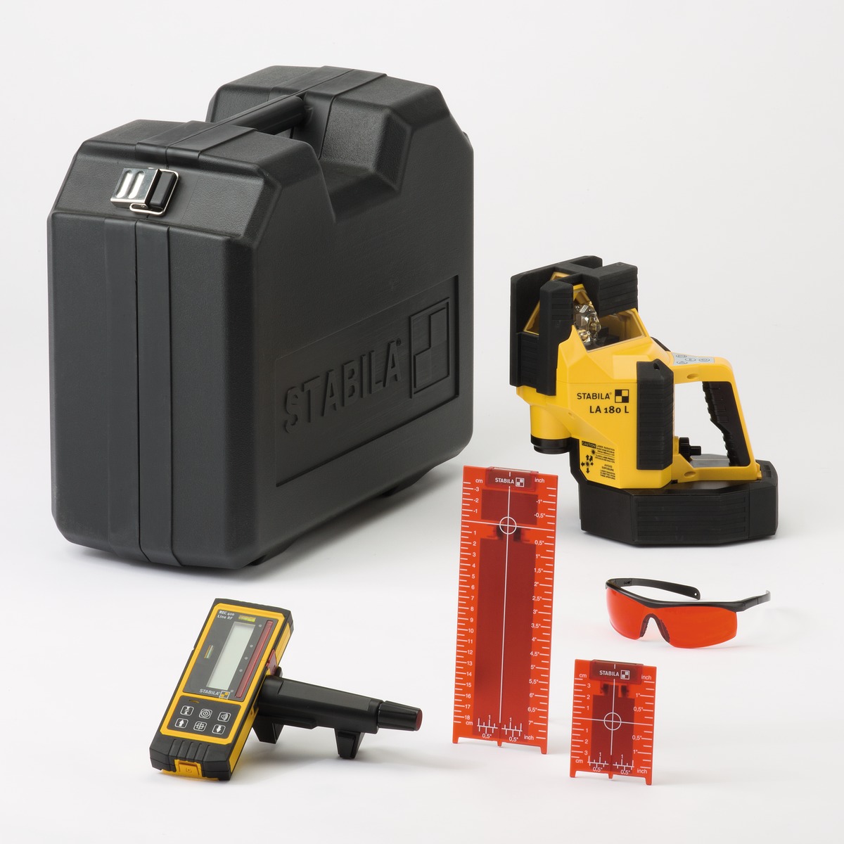 STABILA Kreuzlinienlaser LA 180 L, selbstnivellierend, 3 Vertikal-Linien, 1 Horizontal-Linie, Lotfunktion, Reichweite (sichtbare Linie): 20 m, Laser-Empfänger, Tragekoffer STABILA Kreuzlinienlaser LA 180 L, selbstnivellierend, 3 Vertikal-Linien, 1 Horizontal-Linie, Lotfunktion, Reichweite (sichtbare Linie): 20 m, Laser-Empfänger, Tragekoffer