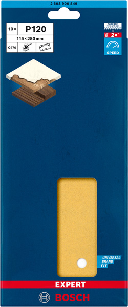 BOSCH EXPERT C470 Schleifblatt, 115x280mm, K120, 14 Löcher, 10-tlg.