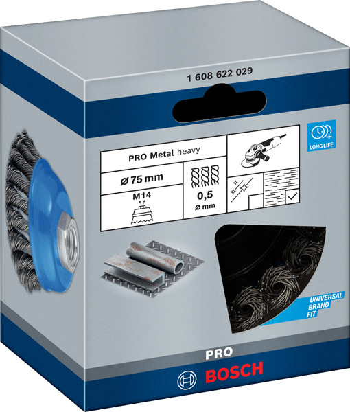 BOSCH PRO Metal heavy Topfbürste, 75 x 0,5 mm, Gewinde