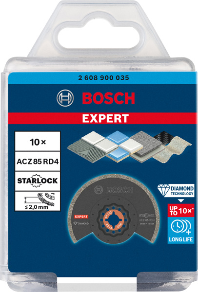 BOSCH EXPERT Grout Segment Blade ACZ 85 RD4 Blatt für Multifunktionswerkzeuge, 85 mm, 10 Stück