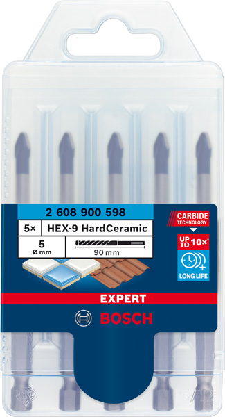 BOSCH EXPERT HEX-9 Hard Ceramic Bohrer-Set, 5x90 mm, 5-tlg. BOSCH EXPERT HEX-9 Hard Ceramic Bohrer-Set, 5x90 mm, 5-tlg.